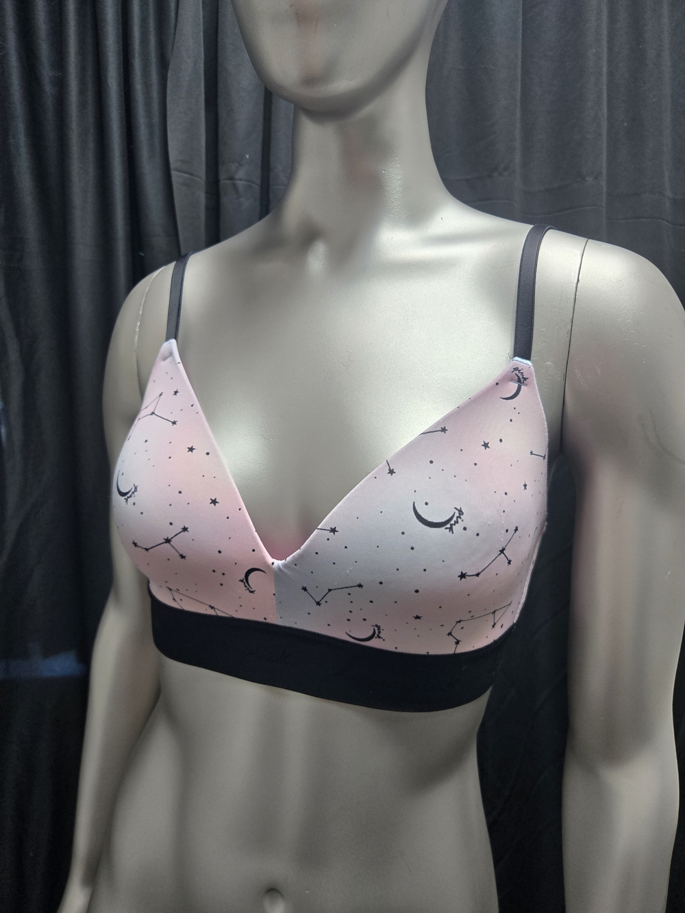 PINK Victoria's Secret Pink Star & Moon Wireless Bralette with Black Band
